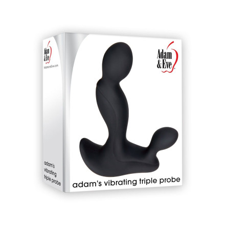 Черный вибростимулятор простаты Adam s Vibrating Triple Probe - 12,1 см. 