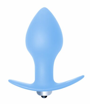 Голубая анальная вибропробка Bulb Anal Plug - 10 см. 