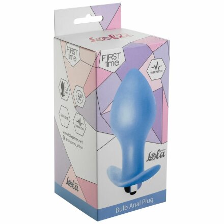 Голубая анальная вибропробка Bulb Anal Plug - 10 см. 
