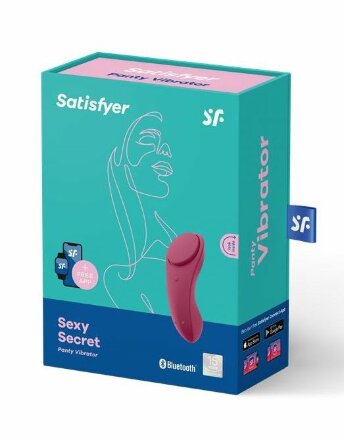Бордовый бесшумный вибромассажер в трусики Sexy Secret 