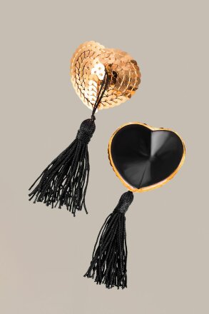Золотистые пэстис Hearts With Tassels в форме сердец с кисточками 