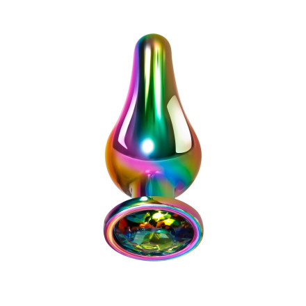 Радужная анальная пробка Rainbow Metal Plug Small - 9,4 см. 