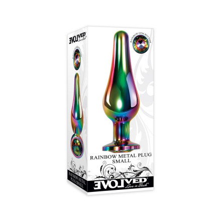 Радужная анальная пробка Rainbow Metal Plug Small - 9,4 см. 
