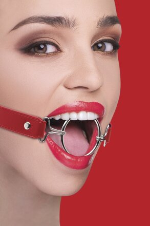 Расширяющий кляп Ring Gag XL с красными ремешками 