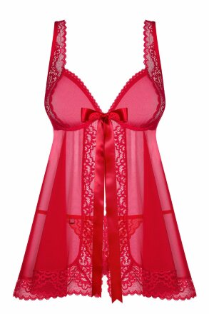 Кружевная коротенькая сорочка Rougebelle с открытым животиком 