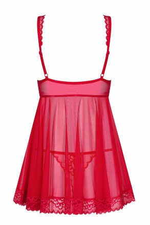 Кружевная коротенькая сорочка Rougebelle с открытым животиком 