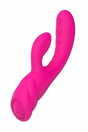 Розовый вибратор с клиторальным стимулятором Nalone PureX2 - 20,7 см. 