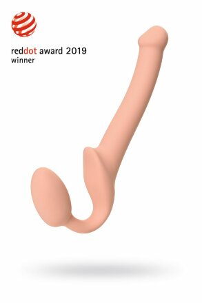 Телесный безремневой страпон Silicone Bendable Strap-On S 
