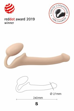 Телесный безремневой страпон Silicone Bendable Strap-On S 