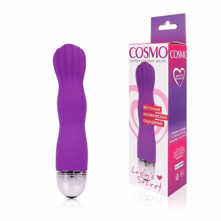 Фантазийный фиолетовый силиконовый вибратор Cosmo - 13,7 см.  