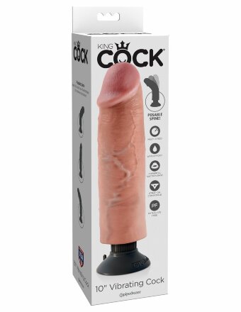 Телесный вибратор со съемной присоской 10&quot; Vibrating Cock - 25,4 см. 