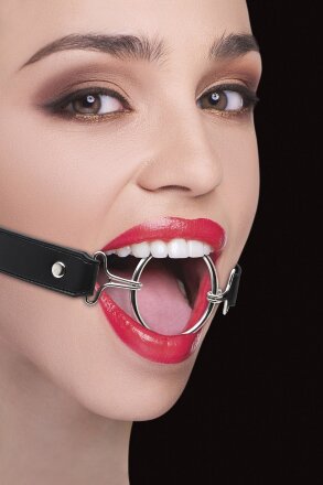 Расширяющий кляп Ring Gag XL с чёрными ремешками 