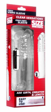 Прозрачная насадка с массажными точками и вибрацией Size Matters - 14 см. 