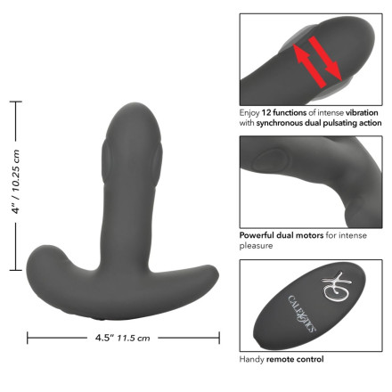 Серый вибромассажер простаты Remote Control Dual Pulsating Probe 