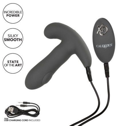 Серый вибромассажер простаты Remote Control Dual Pulsating Probe 