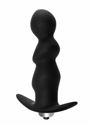 Чёрная фигурная анальная вибропробка Spiral Anal Plug - 12 см. 