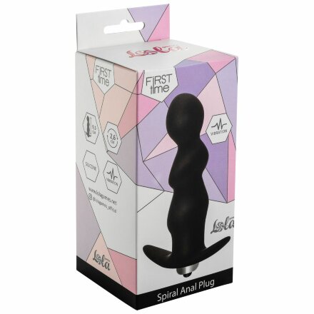 Чёрная фигурная анальная вибропробка Spiral Anal Plug - 12 см. 