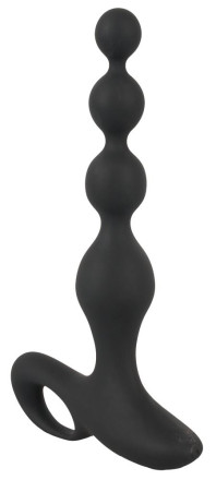 Черная анальная цепочка с вибрацией Rechargeable Anal Beads - 20 см. 