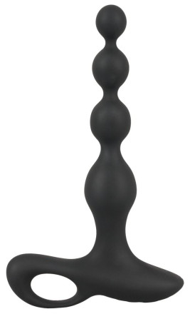 Черная анальная цепочка с вибрацией Rechargeable Anal Beads - 20 см. 