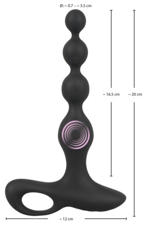 Черная анальная цепочка с вибрацией Rechargeable Anal Beads - 20 см. 
