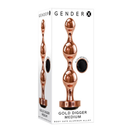 Золотистый анальный стимулятор-елочка Gold Digger Medium - 11,7 см. 