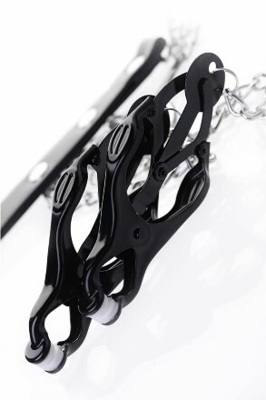 Черно-серебристые зажимы для сосков с кольцом для пениса TOYFA Metal 