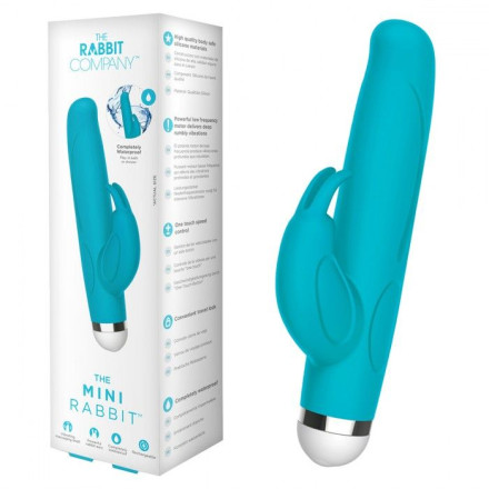 Голубой вибратор-кролик The Mini Rabbit - 13,9 см. 