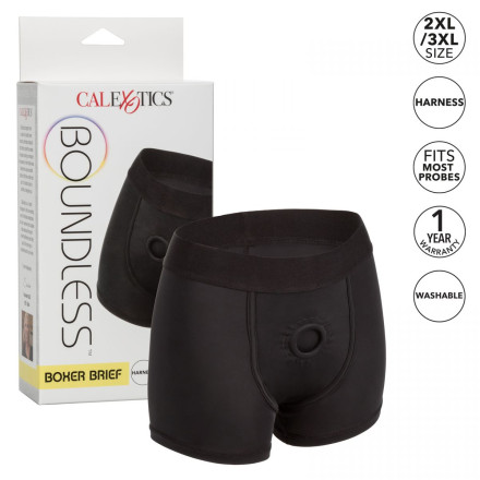 Черные трусы-боксеры BOUNDLESS BOXER BRIEF HARNESS S/M 