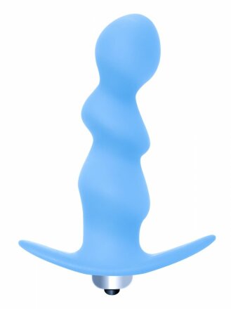 Голубая фигурная анальная вибропробка Spiral Anal Plug - 12 см. 