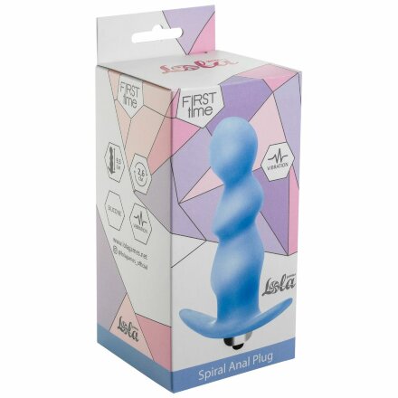 Голубая фигурная анальная вибропробка Spiral Anal Plug - 12 см. 