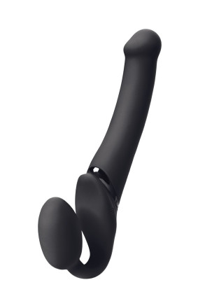 Черный безремневой вибрострапон Silicone Bendable Strap-On M 