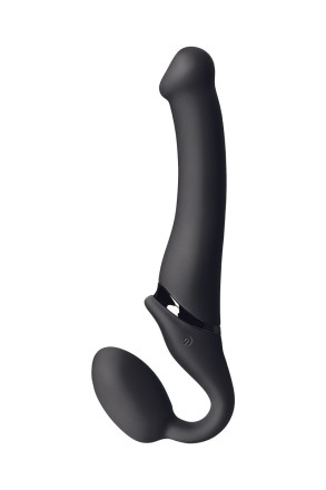 Черный безремневой вибрострапон Silicone Bendable Strap-On M 