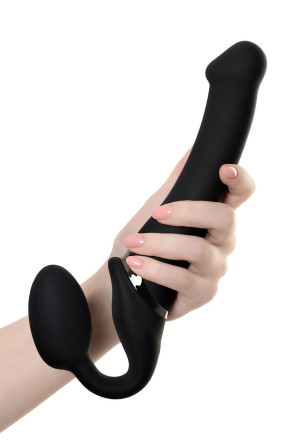 Черный безремневой вибрострапон Silicone Bendable Strap-On M 