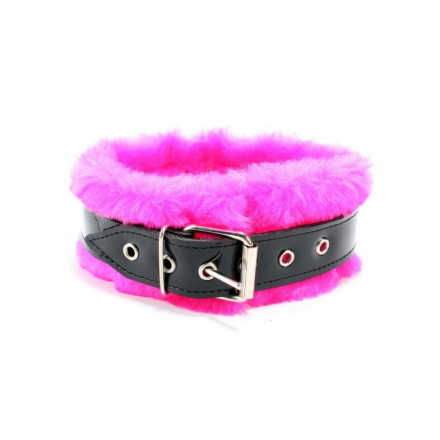 Ошейник с поводком и розовым мехом BDSM Light 