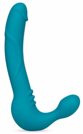Бирюзовый безремневой страпон Luna Strapless Silicone Dildo - 22,86 см. 