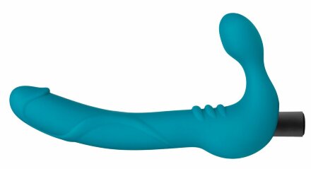 Бирюзовый безремневой страпон Luna Strapless Silicone Dildo - 22,86 см. 