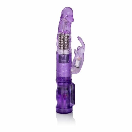 Фиолетовый вибромассажер Petite Jack Rabbit - 24 см. 