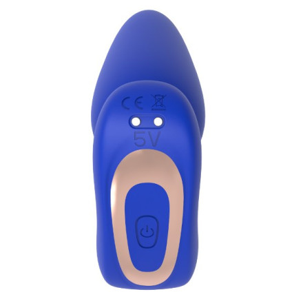 Синяя анальная пробка с пультом ДУ Remote Anal Plug - 12 см. 