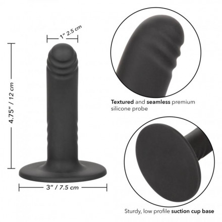 Черный анальный стимулятор 4.75” Ridged Probe - 12 см. 