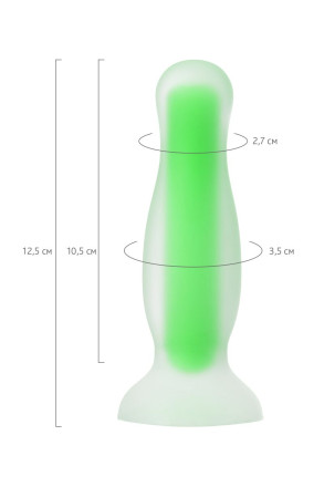 Зеленая, светящаяся в темноте анальная втулка Mortimer Glow - 12,5 см. 