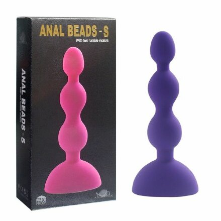 Фиолетовый анальный вибростимулятор Anal Beads S - 14,5 см.  