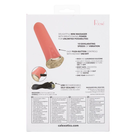 Нежно-розовый мини-вибромассажер Uncorked Rose - 12 см. 