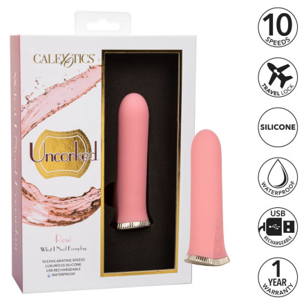 Нежно-розовый мини-вибромассажер Uncorked Rose - 12 см. 