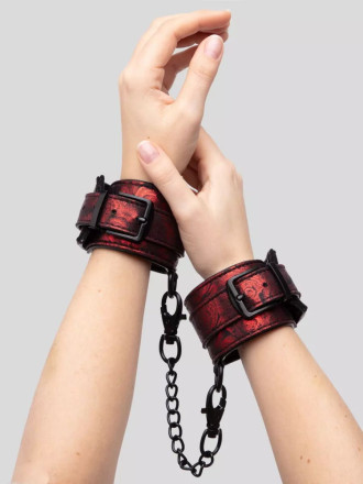 Красно-черные наручники Reversible Faux Leather Wrist Cuffs 