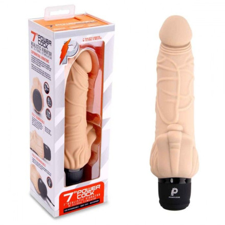 Телесный вибратор-раелистик с клиторальными лепестками 7  Realistic Vibrator - 21,5 см. 