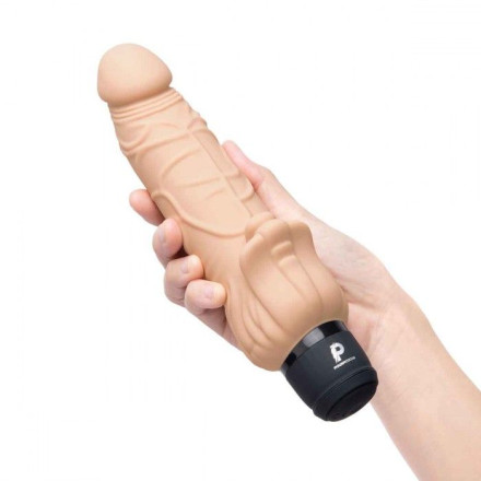 Телесный вибратор-раелистик с клиторальными лепестками 7  Realistic Vibrator - 21,5 см. 