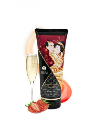 Массажный крем для тела с ароматом клубники и шампанского Sparkling Strawberry Wine - 200 мл. 
