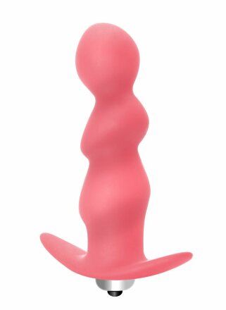 Розовая фигурная анальная вибропробка Spiral Anal Plug - 12 см. 