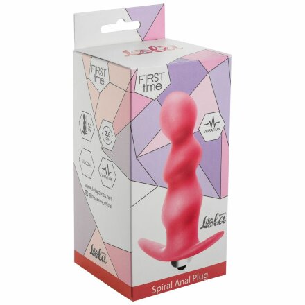 Розовая фигурная анальная вибропробка Spiral Anal Plug - 12 см. 