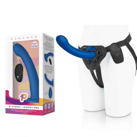 Синяя насадка Remote Control P-Spot G-Spot с черными трусиками - 20 см. 